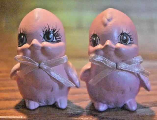 Vintage Retro Pink Birds-Anthropomorphic Figurines-Unmarked