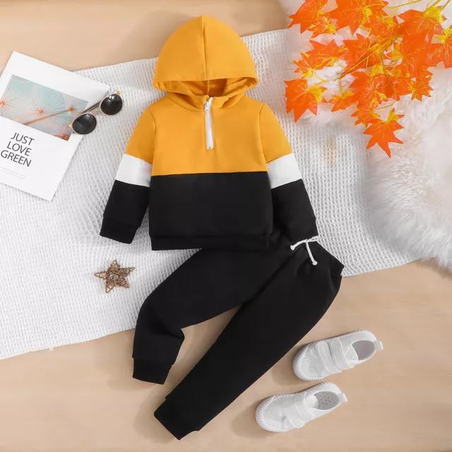 Set pantaloni felpa con cappuccio ragazzi cerniera colorblock set pantaloni bambini tuta autunno