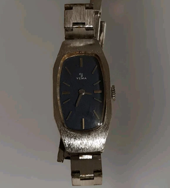 Montre Femme Vintage YEMA Mécanique Manuelle - Boîtier Doré 15mm, Bracelet Cuir Neuf