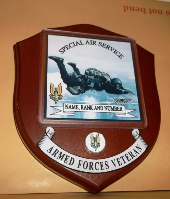 Special Air Service Veteran Wall Plaque with name, rank and number
