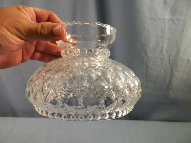 Vintage Clear Glass Aladdin Rayo Diamond Quilt Lamp Shade 5 5/8" Wide Fitter