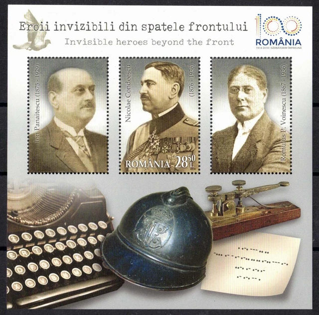 2018 Rumänien, Block Helden, postfrisch/MNH, MiNr. 775, ME 21,-