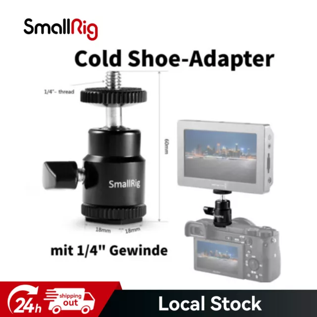 SmallRig Mini Stativkopf Kugelkopf mit 1/4 Blitzschuhadapter zum LCD Monitor/LED