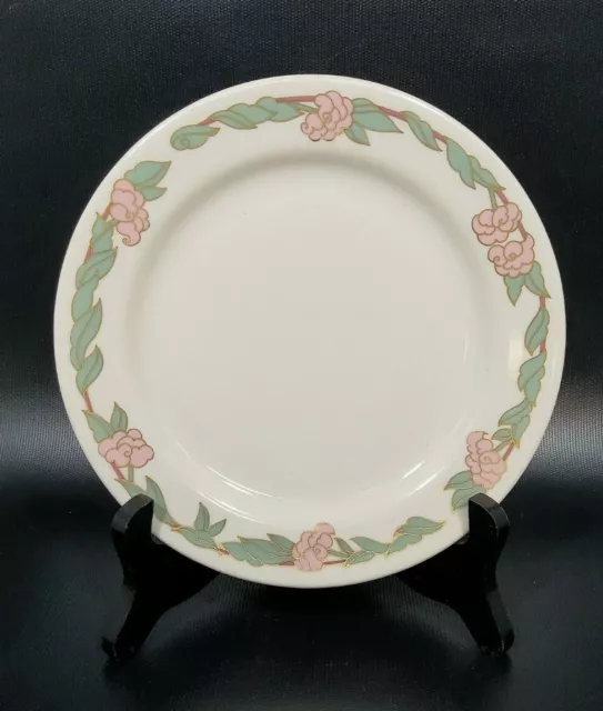 Syracuse China Restaurant Ware Lenore Salad Plate Pink Flowers Green Leaves