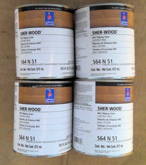SHERWIN WILLIAMS SHERWOOD BAC WIPING STAIN CHESNUT BASE PACK OF 4 59.