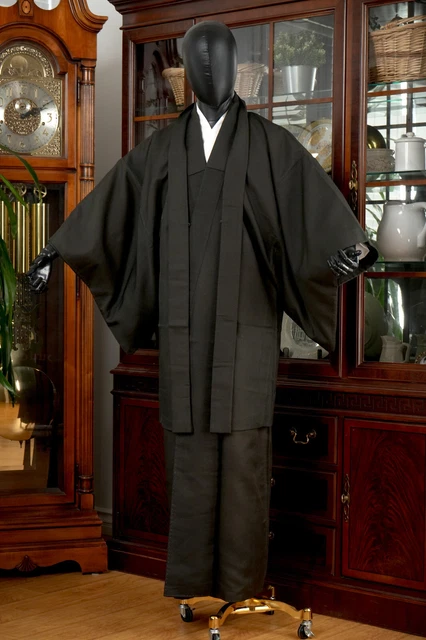 Dear Vanilla Japanese Silk Kimono/Haori Ensemble Set Men's Authentic Vintage