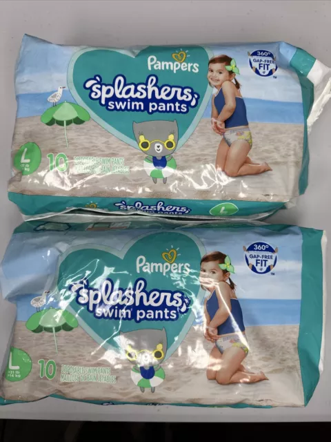 Lot Of 2 Pampers Splashers Baby Diapers Large  31 Lb Beach Pool Ocean Water Swim