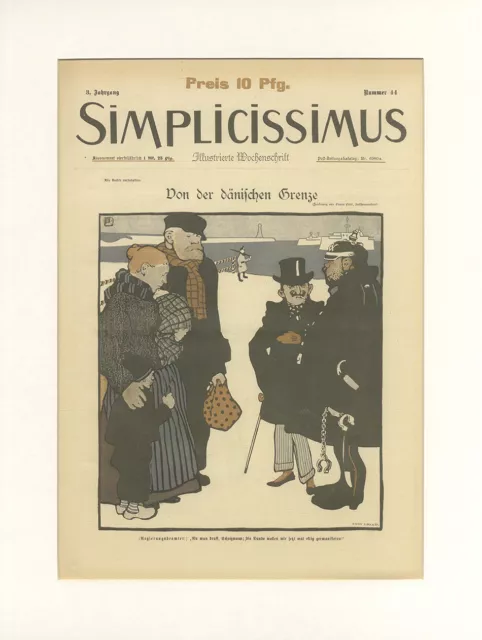 Simplicissimus Von der dänischen Grenze Menschen Kontrolle 3 Jahrgang 1898 Nr.44