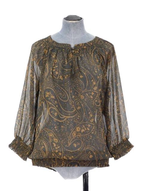 Camicia Vero Moda Paisley Trasparente Manica Lunga Smoke Verde Polsini Cocktail M