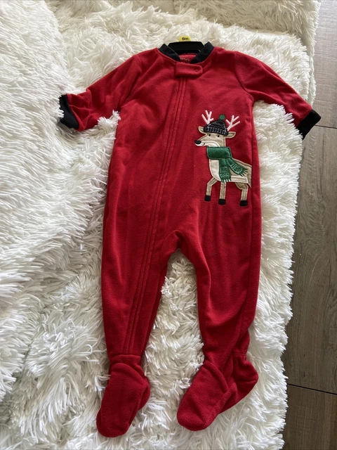 Carters Infant Boys & Girls Fleece Reindeer Christmas Sleeper Zip Pajama 6 Mon.