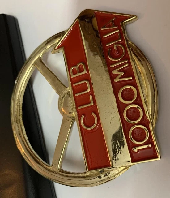 Insigne émaillé Mille Miglia Pour Calandre - Modèles Porsche, Ferrari, Alfa - 9,5 Cm Nickelé Avec Kit Fixation