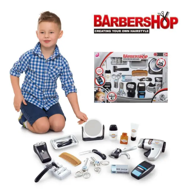 Kids Pretend Playset Barber Shop Toy Fashion Hair Cut Salon Set Educational Toy