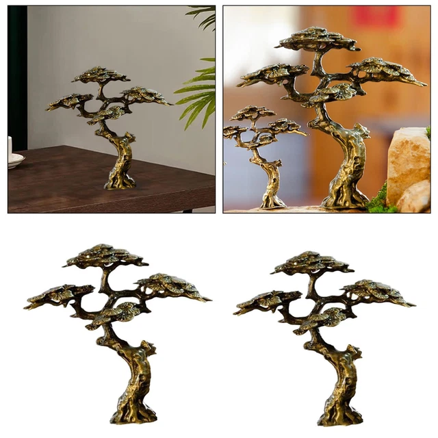 2x Statues D'arbres Antiques Figurines Miniatures En Cuivre Ornements Artisanat