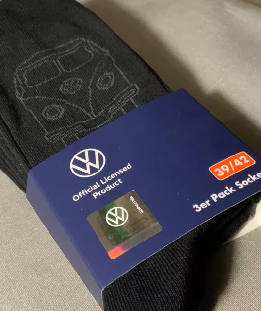 VW Bus T1 Bulli Socken 3er Pack Gr. 39-42 schwarz *NEU+OVP*