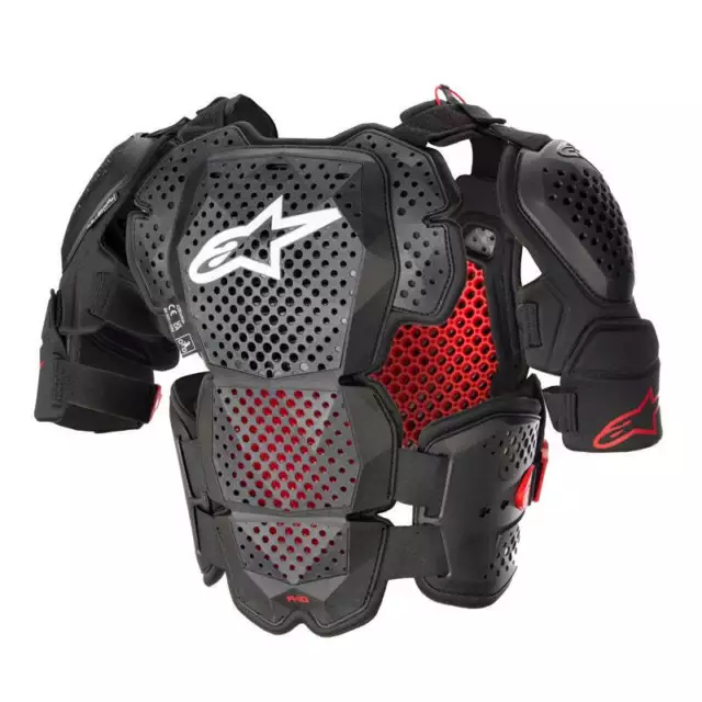 Alpinestars A-10 V2 Full Moto Motorbike Chest Protector Anthracite / Black / Red