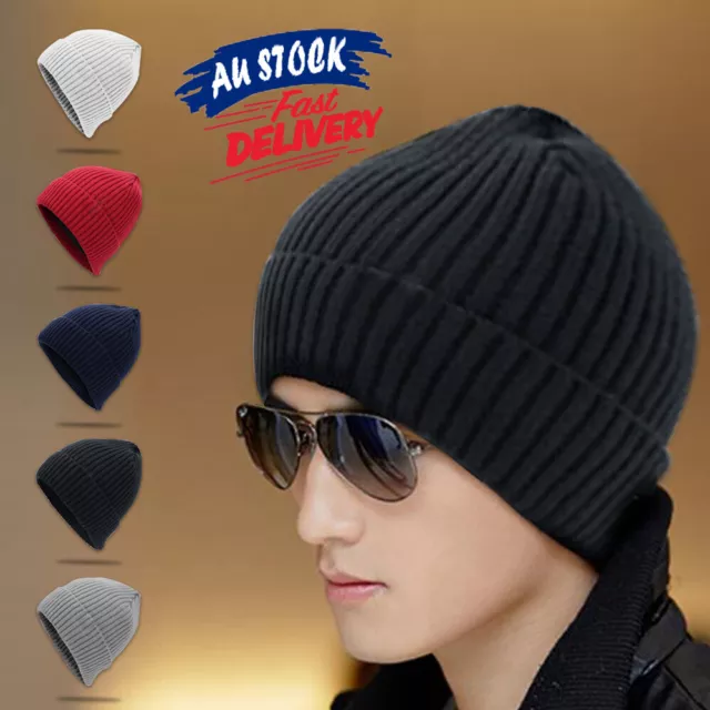 Winter Warm Hip-Hop Plain Beanie Unisex Ski Knitting Cap Black Women Men Thick