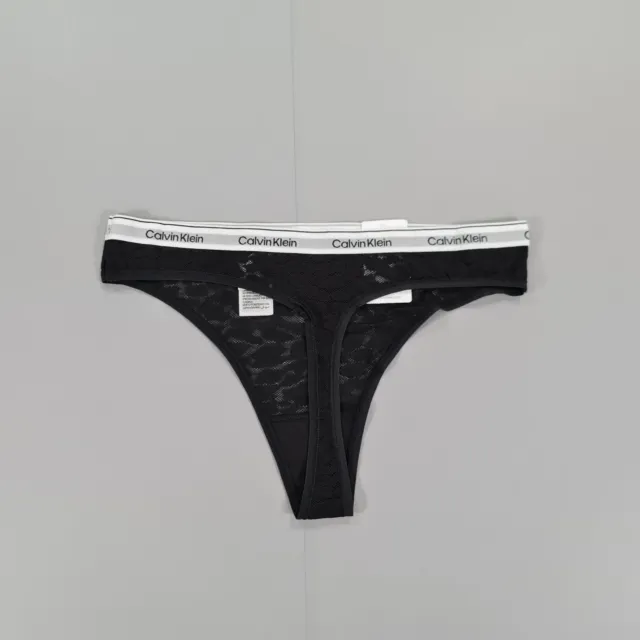 CALVIN KLEIN WOMENS Lace Thong Black Small Leopard Stretch