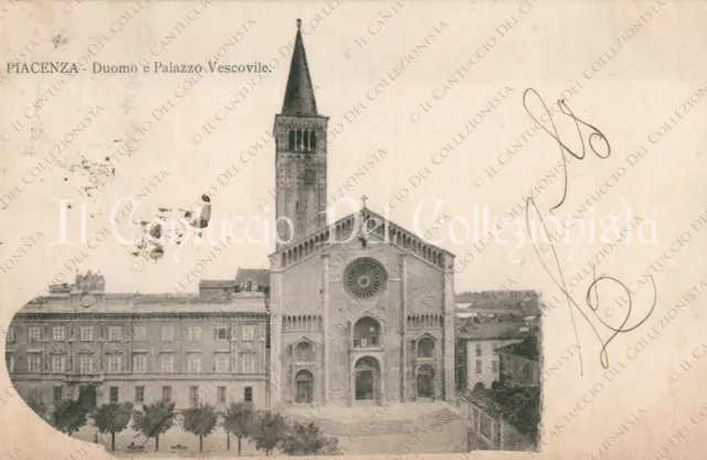1904 PIACENZA Duomo e Palazzo Vescovile cartolina