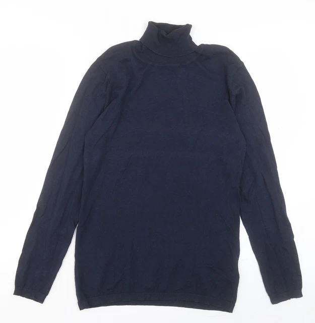 Maglione pullover ICHI da donna blu collo arrotolato viscosa taglia L