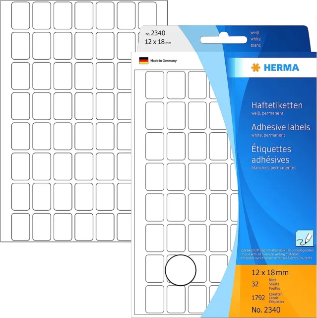 Vielzweck-Etiketten, 12 x 18 mm, weiß, Großpackung HERMA 2340 (4008705023405)