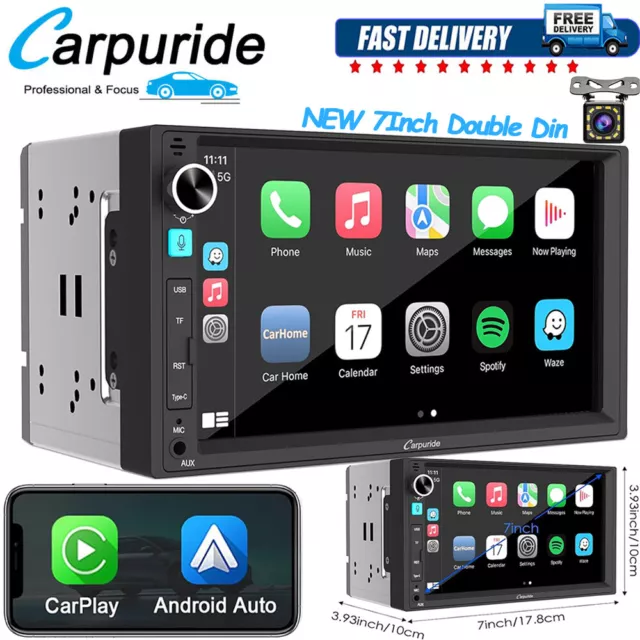 Carpuride Doppel Din Autoradio 7 Zoll 2Din Drahtlos Apple Carplay Android Auto