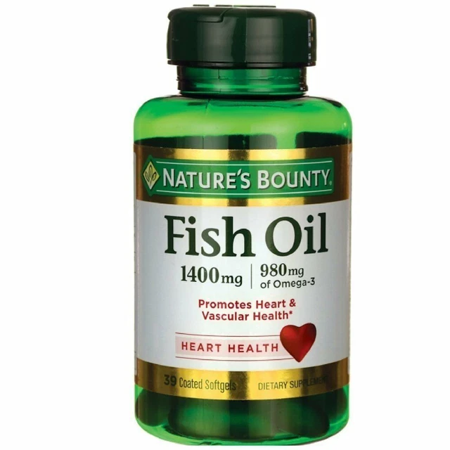 Nature's Bounty Fish Oil 1400mg Omega 3 Heart & Vascular Health Support 39 ct