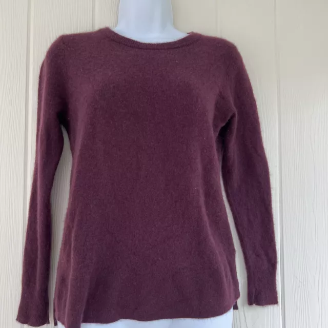 Halogen 100% Cashmere Plum Purple Pullover Long Sleeve Crew Neck  Sweater SZ M