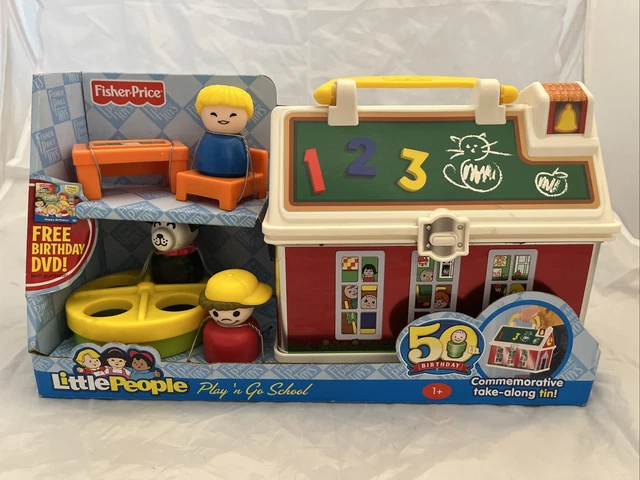 2008 Fisher Price Little People ~ Play 'n Go School ~ 50th Birthday ~ DVD ~ tin