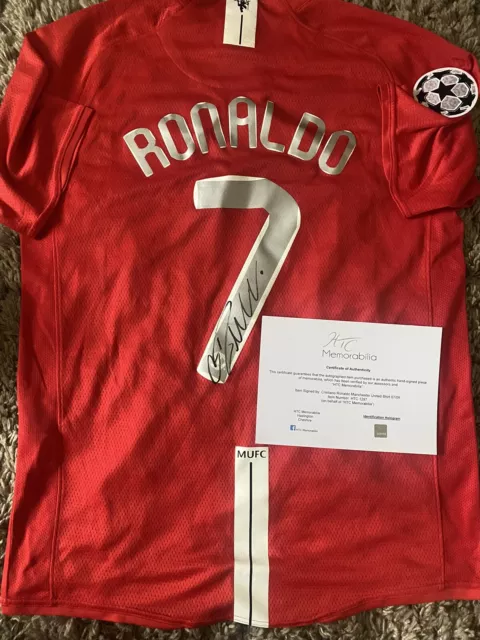 Cristiano Ronaldo Signed Manchester United 2008 Football Shirt Coa Man Utd