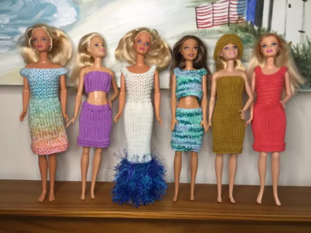BUNDLE OF BRAND New Hand Knitted Doll s Clothes To Fit Barbie