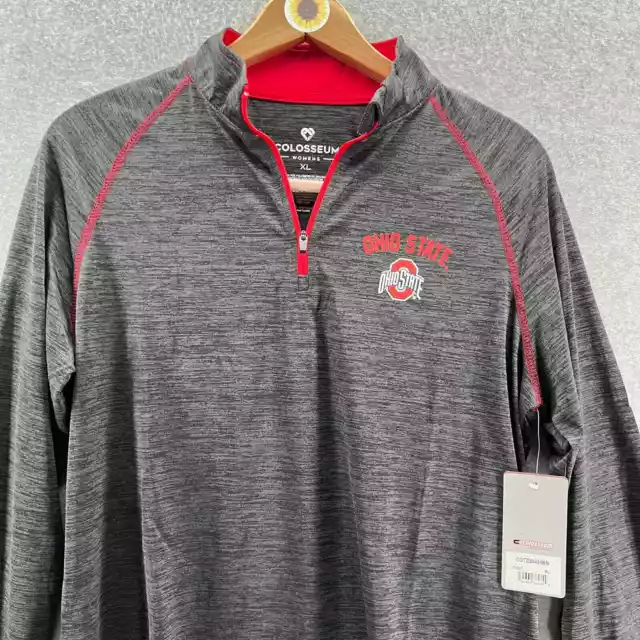 Ohio State Half-Zip Pullover Long Sleeve Shirt- Gray/Red - Women size XL-NEW 2