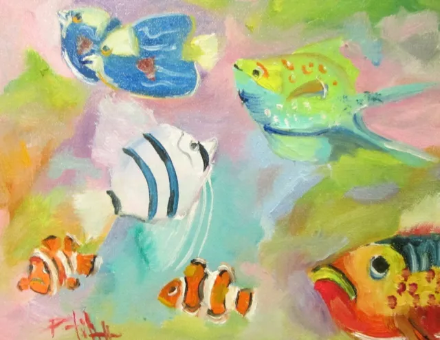 Delilah impressionist oil painting original collectible tropical fish