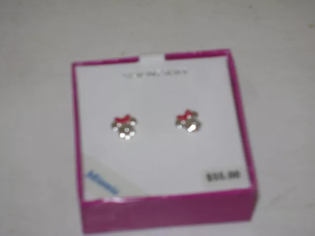 NEW MINNIE MOUSE Girls Kids Earrings Stud Sterling Silver .925 NIB