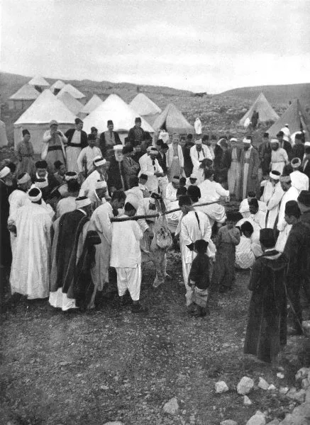 RELIGIOUS. Religious festival; Passover 1900 old antique vintage print picture
