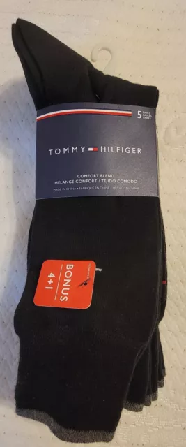 Tommy Hilfiger Mens 5 Pairs Comfort Blend Black Dress Socks, 7-12 One Size