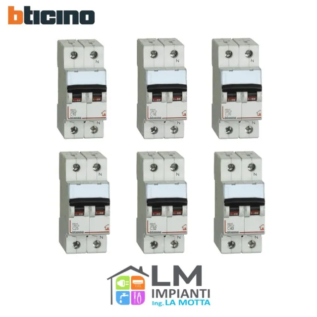 Interruttore magnetotermico BTICINO 2 DIN da 6-10-16-20-25-32-40A Ampere 4,5Ka