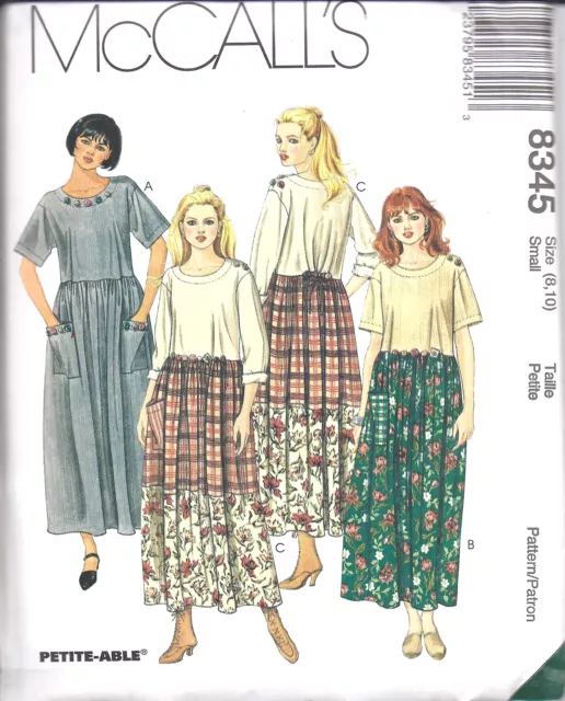 8345 Vintage McCalls Sewing Pattern Misses Loose Fitting Pull on Dress UNCUT OOP