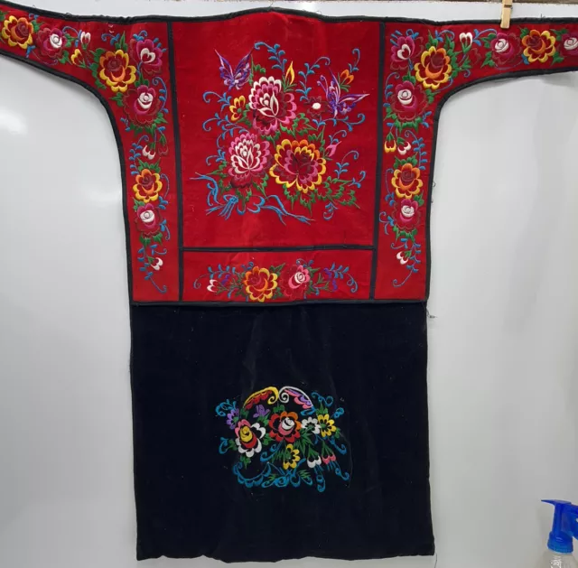 Old Original Exotic chinese Miao people's hand embroidery batik baby carrier