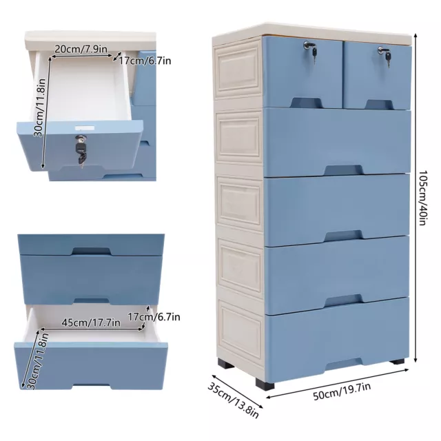 Plastic Drawers Dresser Storage Cabinet 6 Drawers Closet Organizer &4 wheels US