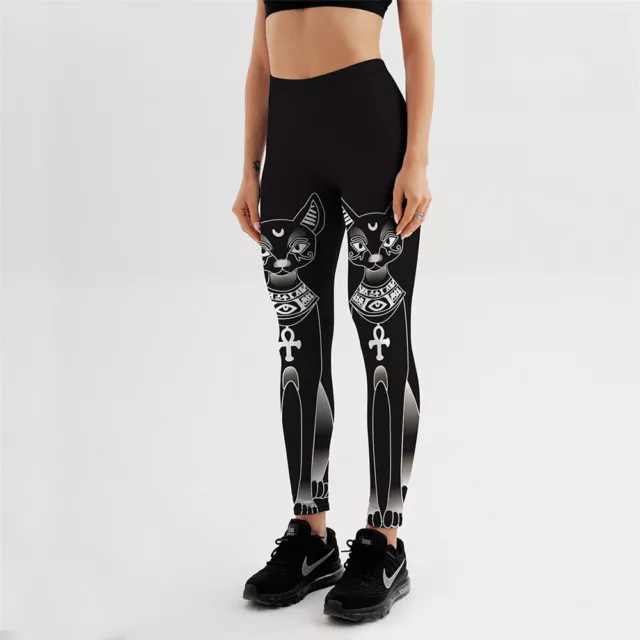 Women Girls Leggings Sports Yoga Pants Digital 3D Printed Egyptian Cats