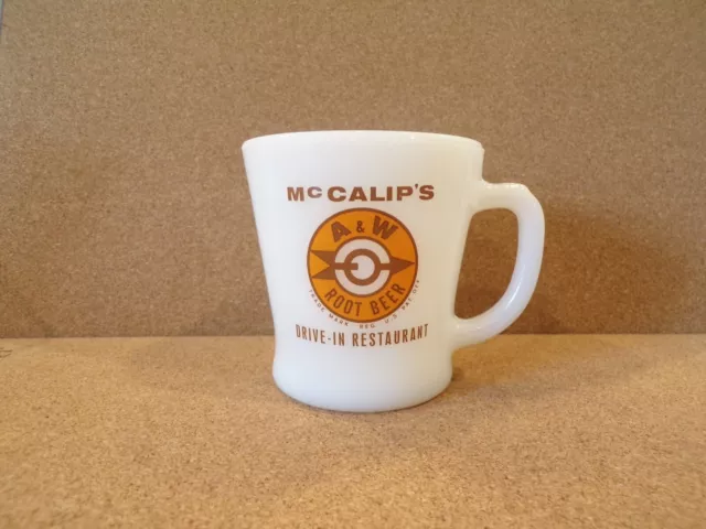 Fire-King McCALIP'S A&W ROOT BEER Drive In Restaurant BURGER FAMILY Coffee Mug