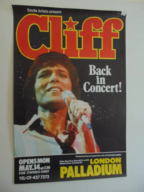 Cliff Richard - London Palladium theatre poster ( 1970s Back In Concert!)