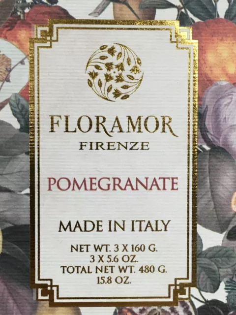 Floramor Firenze Pomegranate Soap Box of Three SEALED original box 2