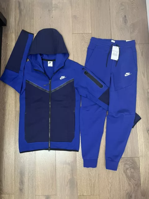 NIKE TECH FLEECE new season deep royal blue white Tracksuit size