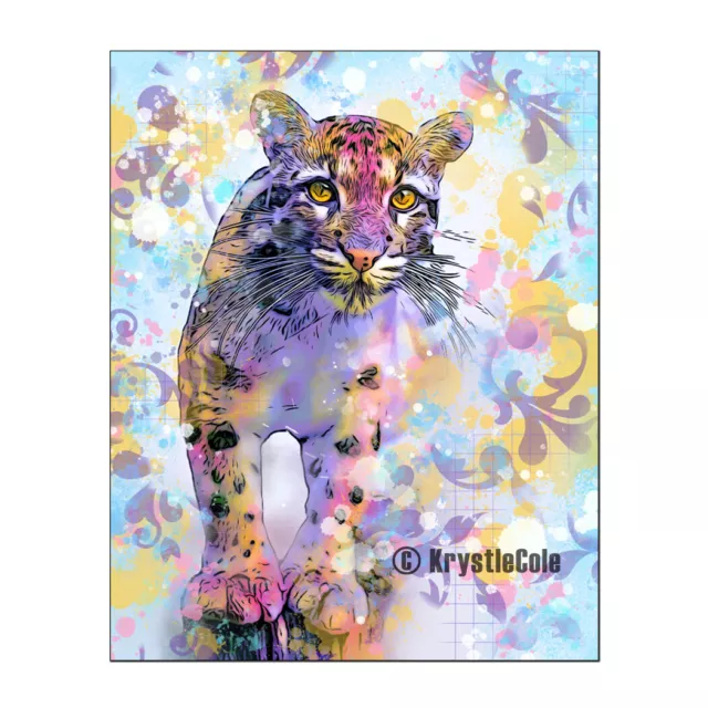 Clouded Leopard Big Cat Art Print on PAPER or CANVAS. Artwork by Krystle Cole