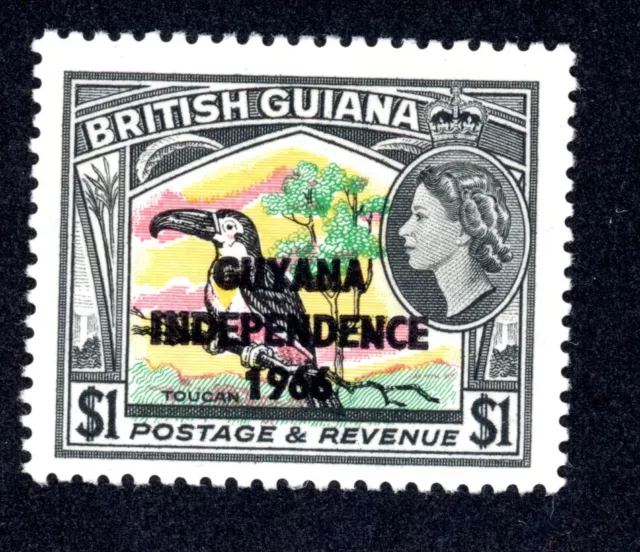 Guyana 17 MNH 1966 $1 black & multi Independence Overprint