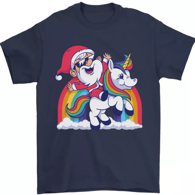 Noël Père Noël Sur A Unicorn Noël T-Shirt 100% Coton