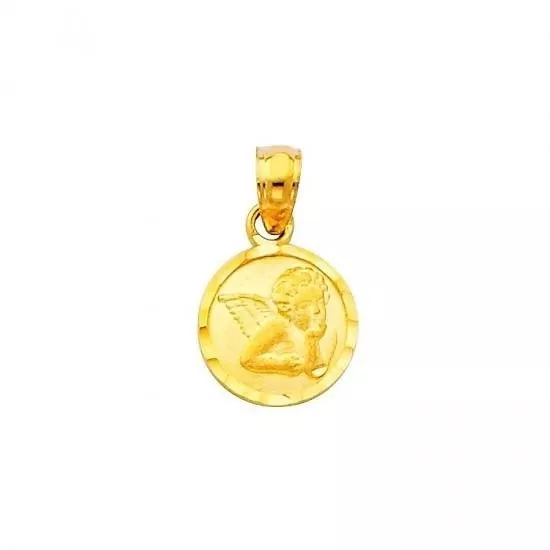 Protection Religious Guardian Angel 14k Yellow Gold Charm Prosperity Pendant