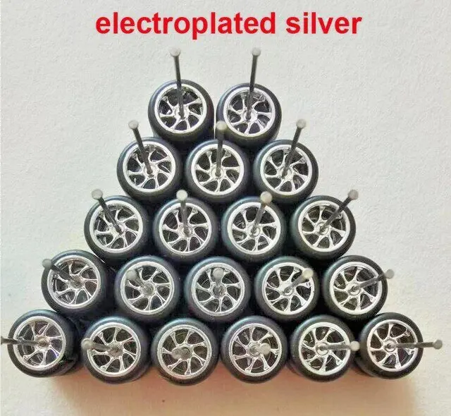 Hot Wheels 10 Sets NEW ElectroCHROME 7 Spoke Rims & Real Rider Rubber Tires 1/64
