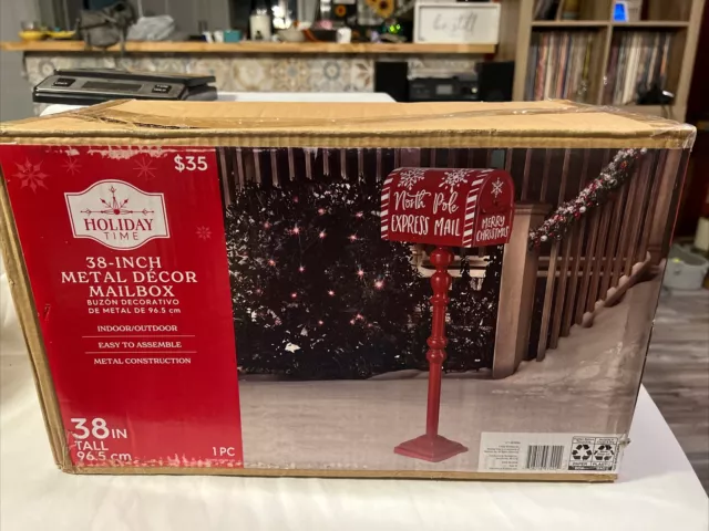 Buzón expreso expreso rojo polo norte de 38" decoración navideña interior/exterior